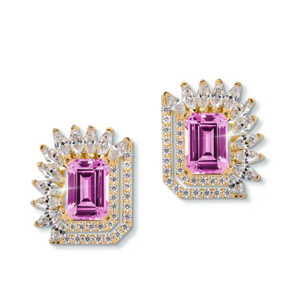 Bông tai Emerald Shape & Half Maquise Halo BTA8141